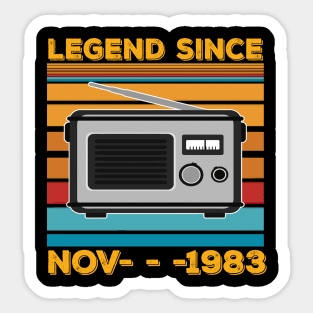 Legend Since 1983 Birthday 40th Nov Sticker